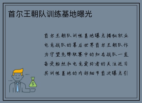 首尔王朝队训练基地曝光