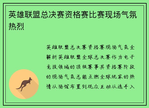 英雄联盟总决赛资格赛比赛现场气氛热烈